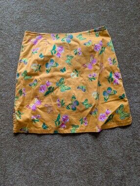 Vintage Cappagallo Butterfly-Print Mini Skirt